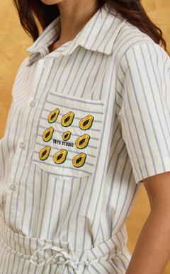 PINO TOP - WHITE NAUTICAL STRIPES w/ EMBRO Shop.TayoStudio