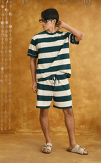 ZION SHORTS - TEAL STRIPES