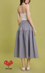 HANNAH SKIRT - PURPLE GREEN MICRO PLAID