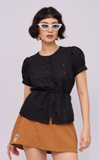 CELINE TOP - BLACK EYELET