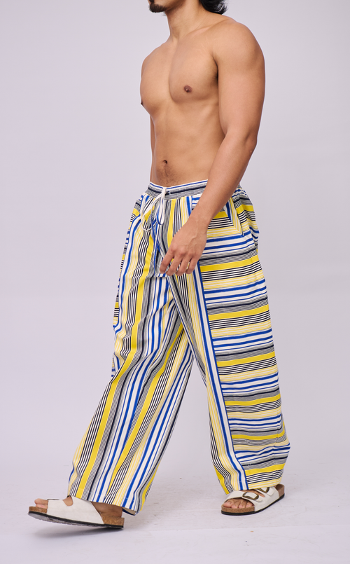 GOMEZ PANTS - BLUE AND YELLOW STRIPES