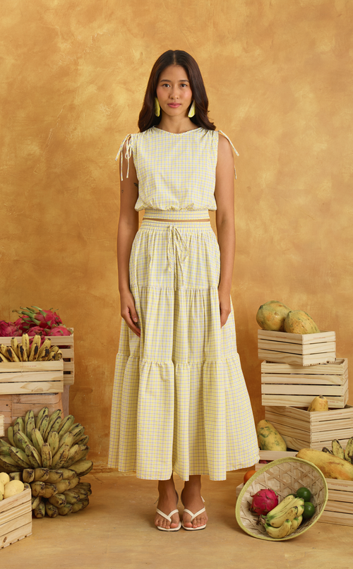 NALA TOP - YELLOW MICRO PLAID Shop.TayoStudio