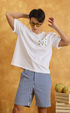 MANU SHORTS - NAVY BLUE GINGHAM Shop.TayoStudio