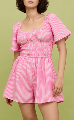 PENNY ROMPER - PINK STRIPES LINEN