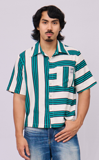SULTAN SHIRT - TEAL STRIPES LINEN