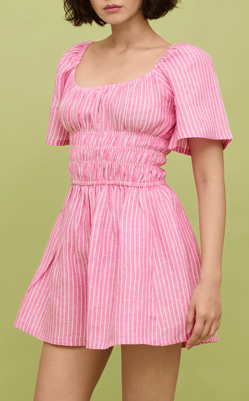 PENNY ROMPER - PINK STRIPES LINEN