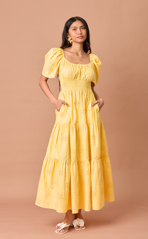 MUTYA DRESS - YELLOW EYELET