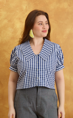 DANI TOP - NAVY BLUE GINGHAM Shop.TayoStudio