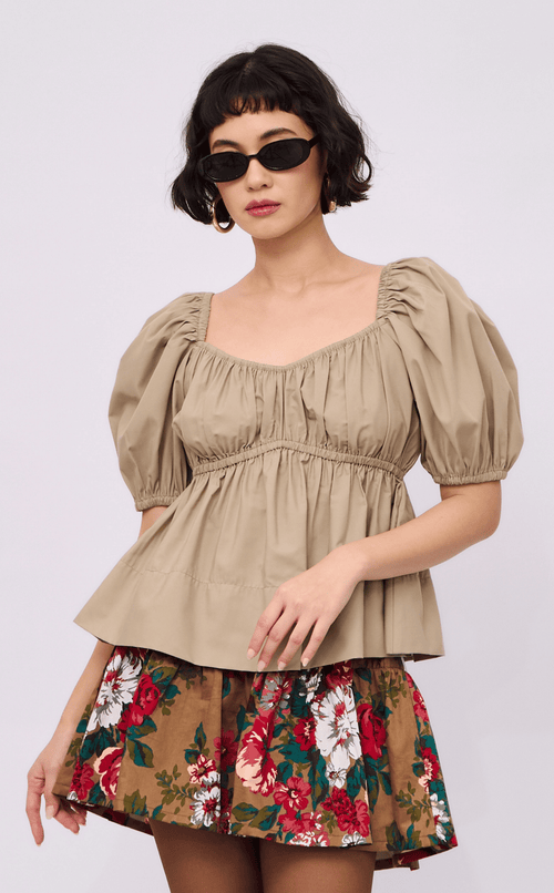 EYA TOP - TAUPE POPLIN