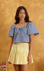 VANIA TOP - NAVY BLUE GINGHAM Shop.TayoStudio