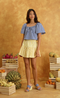 VANIA TOP - NAVY BLUE GINGHAM Shop.TayoStudio