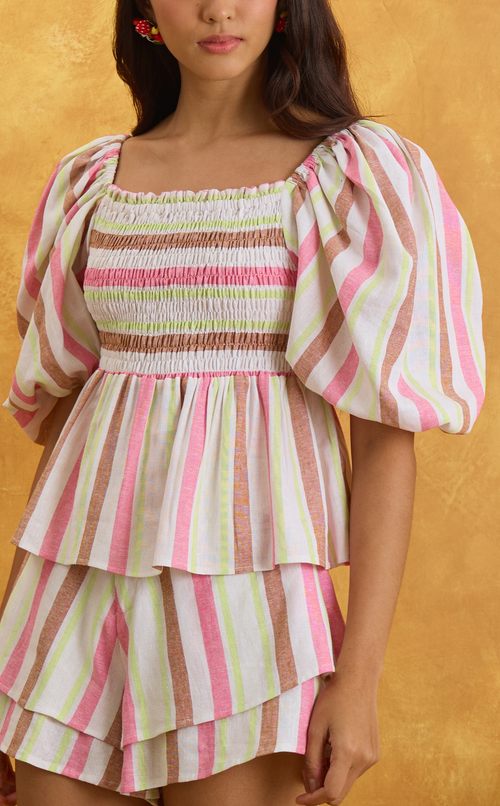 MARIKIT TOP - PEACHES AND CREAM STRIPES Shop.TayoStudio
