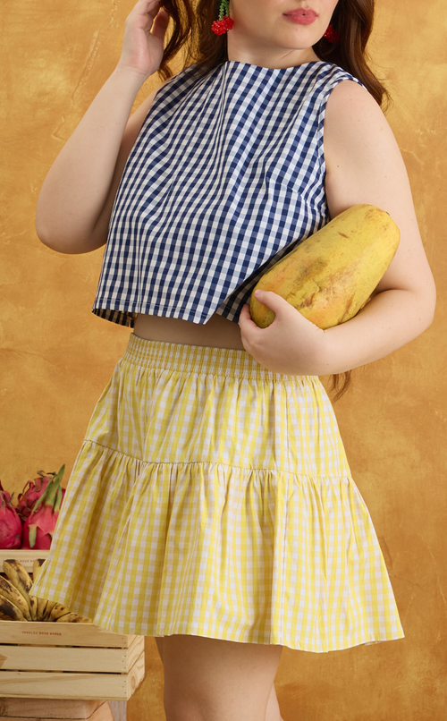 MARTINA TOP - NAVY BLUE GINGHAM Shop.TayoStudio