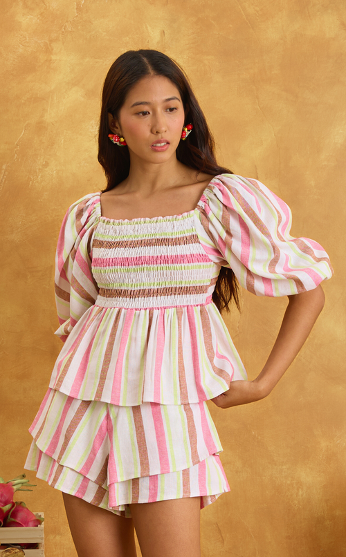 MARIKIT TOP - PEACHES AND CREAM STRIPES Shop.TayoStudio