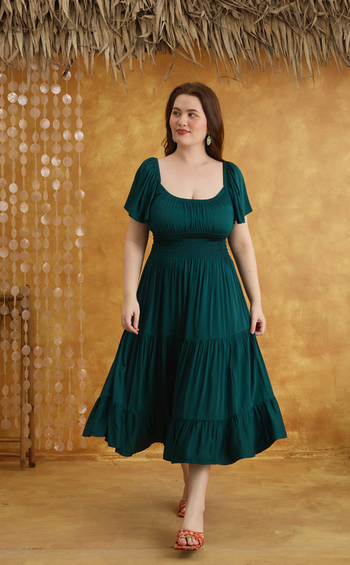 ODESSA MIDI DRESS - EMERALD