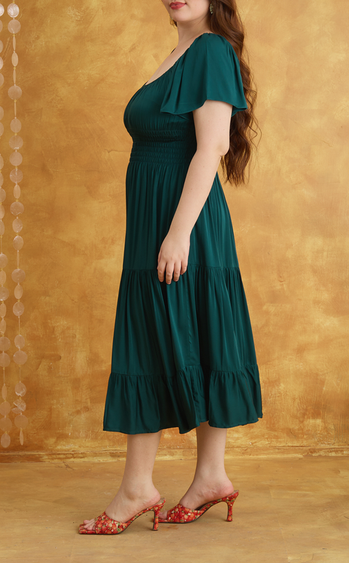 ODESSA MIDI DRESS - EMERALD Shop.TayoStudio