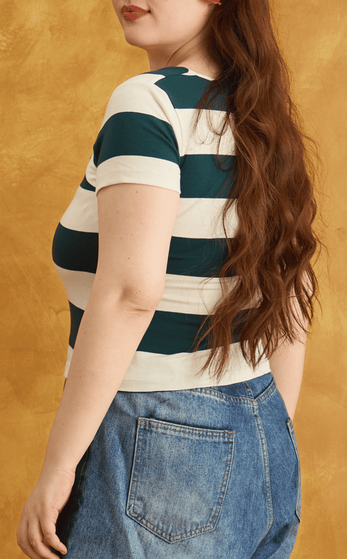 STEFFY TOP - TEAL STRIPES