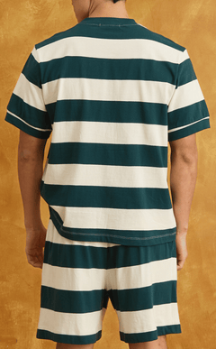 JOSE TEE - TEAL STRIPES