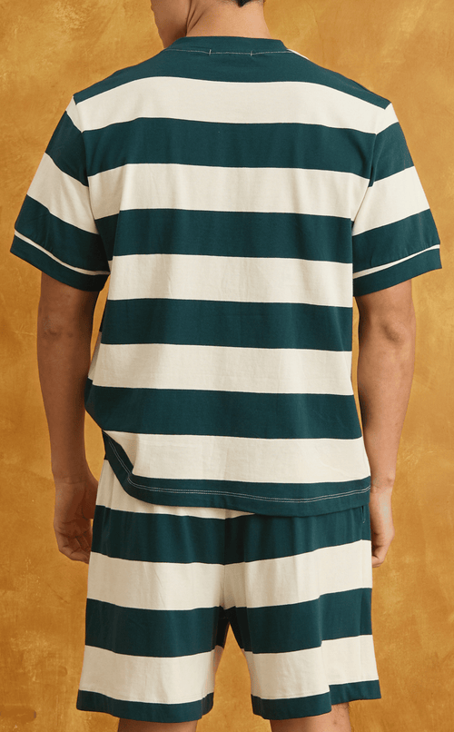 JOSE TEE - TEAL STRIPES