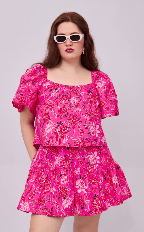 VANIA TOP - NEON PINK FLORAL