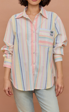 ESCOLTA TOP - PASTEL MULTICOLOR STRIPES w/ EMBLEM