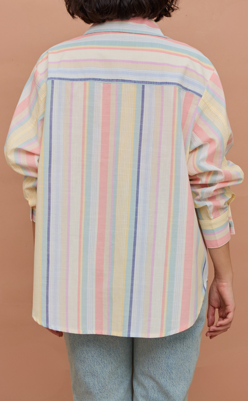 ESCOLTA TOP - PASTEL MULTICOLOR STRIPES w/ EMBLEM