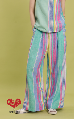 DATU PANTS - MULTICOLOR LINEN STRIPES