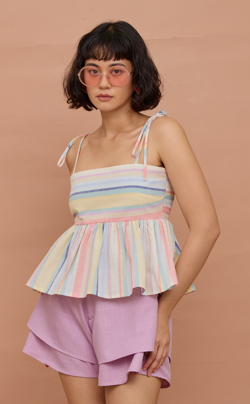 GABI TOP - PASTEL MULTICOLOR STRIPES
