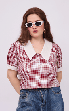 DANI TOP - MAROON GINGHAM