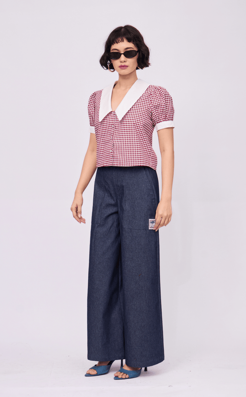 DANI TOP - MAROON GINGHAM