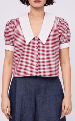 DANI TOP - MAROON GINGHAM