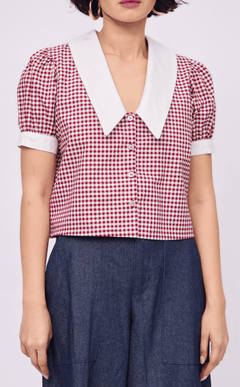 DANI TOP - MAROON GINGHAM