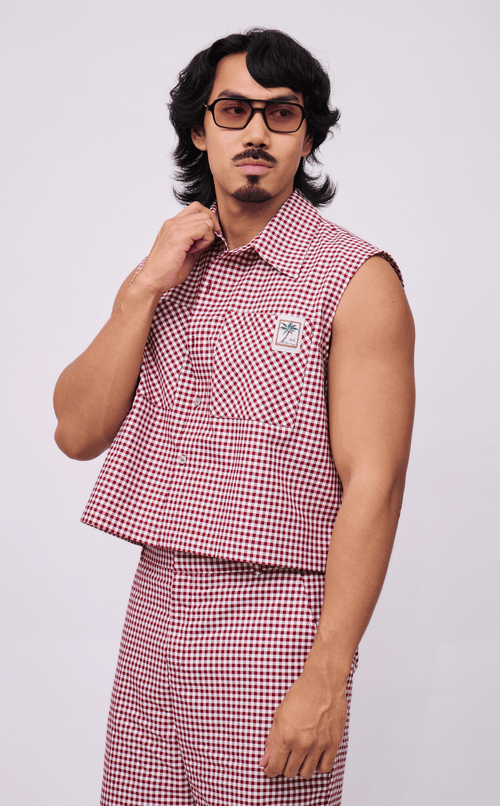 NANO SHIRT - MAROON GINGHAM