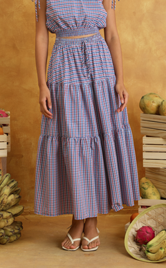HELENA SKIRT 2.0 - RED BLUE MICRO PLAID Shop.TayoStudio