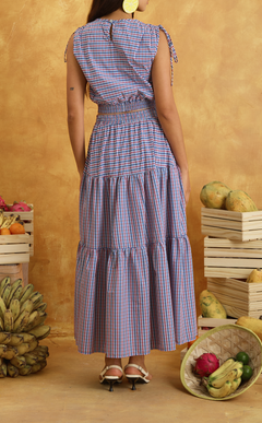 HELENA SKIRT 2.0 - RED BLUE MICRO PLAID Shop.TayoStudio