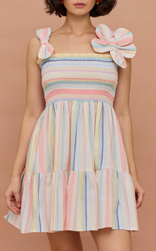 GUITA DRESS - PASTEL MULTICOLOR STRIPES