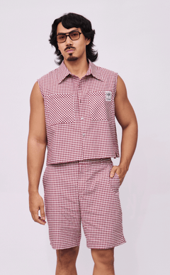 MANU SHORTS - MAROON GINGHAM