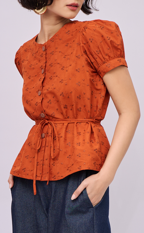 CELINE TOP - PUMPKIN EYELET