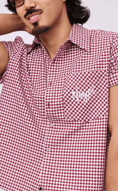 PINO TOP -  MAROON GINGHAM w/ NOYPI EMBRO