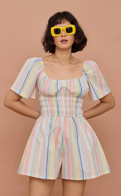 PENNY ROMPER - PASTEL MULTICOLOR STRIPES