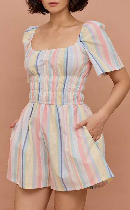 PENNY ROMPER - PASTEL MULTICOLOR STRIPES