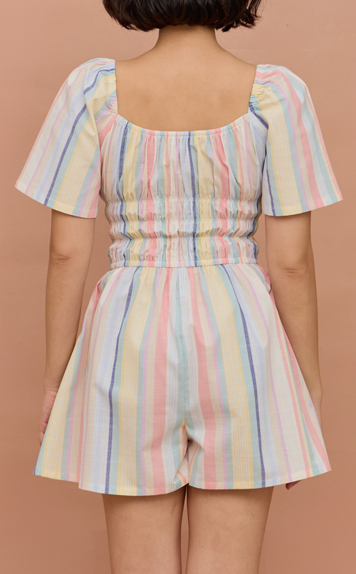 PENNY ROMPER - PASTEL MULTICOLOR STRIPES