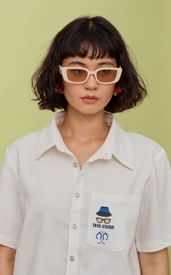PINO TOP -  WHITE OXFORD (APLAYA) W/ EMBRO