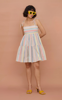 GABI DRESS - PASTEL MULTICOLOR STRIPES