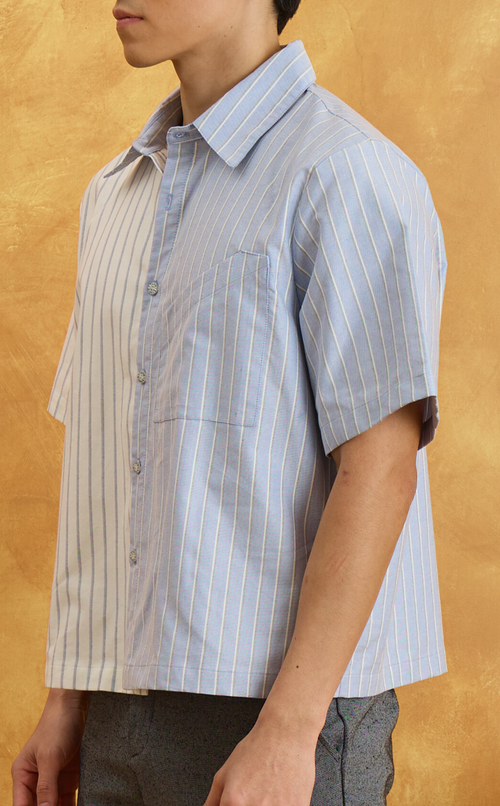 SULTAN SHIRT - WHITE & BLUE NAUTICAL STRIPES Shop.TayoStudio