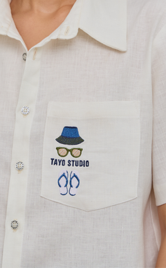 PINO TOP -  WHITE OXFORD (APLAYA) W/ EMBRO