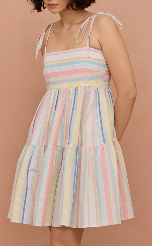 GABI DRESS - PASTEL MULTICOLOR STRIPES