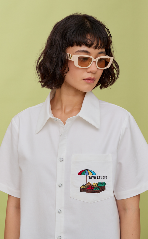PINO TOP -  OFF WHITE LINEN (PALENGKE) W/ EMBRO