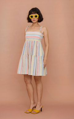 GABI DRESS - PASTEL MULTICOLOR STRIPES
