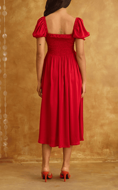 NATASHA DRESS - RED SATIN